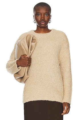 Enza Costa Oversized Long Sleeve Crew Sweater in Clay - Taupe. Size L (also in M, S, XS).