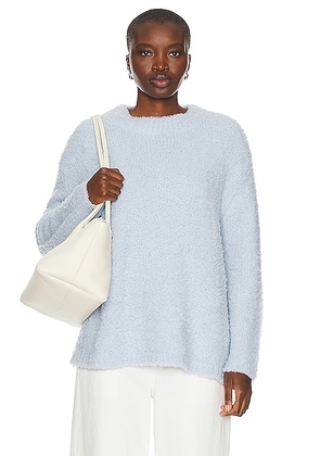 Enza Costa Oversized Long Sleeve Crew Sweater in Powder Blue - Baby Blue. Size L (also in M, S, XS).