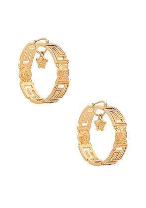 VERSACE Metal Circle Earrings in Gold - Metallic Gold. Size all.