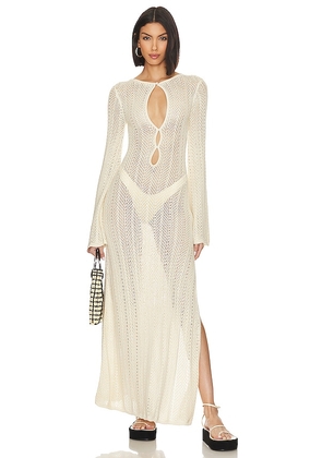 Song of Style Idra Open Stitch Maxi Dress in Ivory. Size M.