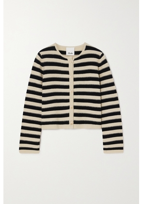 Allude - Striped Wool And Cashmere-blend Cardigan - Black - x small,small,medium,large,x large
