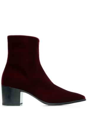 Bally velvet-finish pointed-toe boots - Red