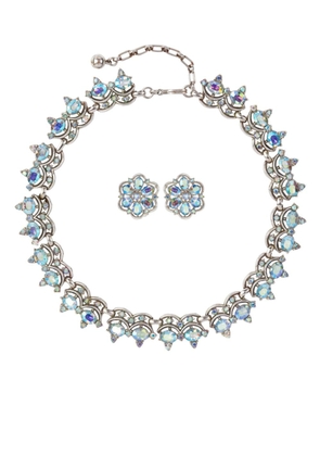 Susan Caplan Vintage 1960s Trifari Swarovski necklace and earrings set - Silver
