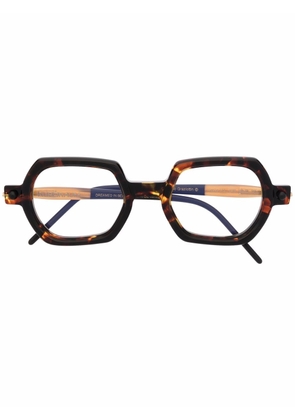 Kuboraum geometric-frame glasses - Brown