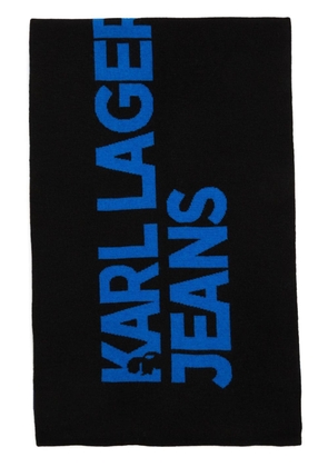 Karl Lagerfeld Jeans logo-intarsia knitted scarf - Black