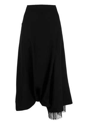 Y's asymmetric cropped wool trousers - Black