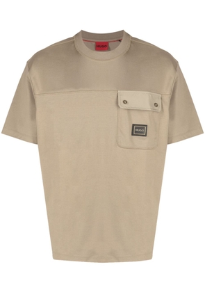 HUGO logo-appliqué cotton T-shirt - Brown