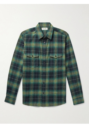 SAINT LAURENT - Checked Cotton-Flannel Shirt - Men - Green - S