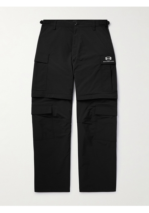 Balenciaga - Wide-Leg Logo-Embroidered Ripstop Cargo Trousers - Men - Black - S