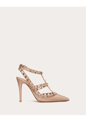 Valentino Garavani ROCKSTUD PUMPS IN PATENT LEATHER AND POLYMERIC MATERIAL WITH STRAPS 100MM Woman ROSE CANNELLE 42