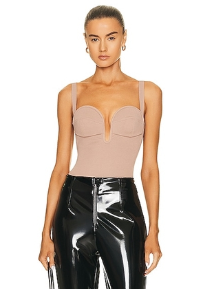 ALAÏA Cup Angie Bodysuit in Nude - Nude. Size 42 (also in 40).