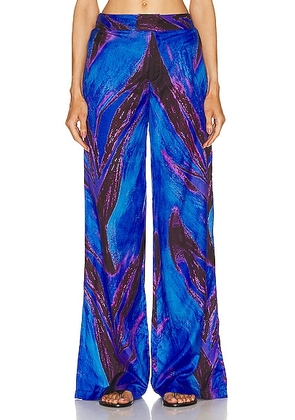 Louisa Ballou Wide Leg Trouser in Violet Flower - Royal. Size S (also in XS).