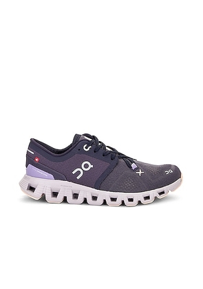 On Cloud X 3 Sneaker in Iron & Fade - Purple. Size 5.5 (also in 5, 6).