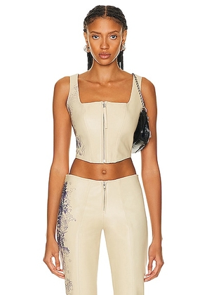Jean Paul Gaultier Tattoo Detail Laced Bustier Top in Nude & Navy - Nude. Size 36 (also in 34, 38, 40, 42).
