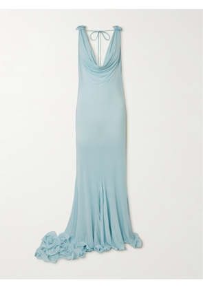 Magda Butrym - Floral-appliquéd Satin-jersey Dress - Blue - FR34,FR36,FR38,FR40