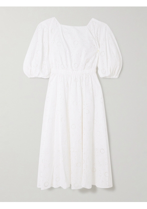 Carolina Herrera - Pleated Broderie Anglaise Cotton Midi Dress - White - US0,US2,US4,US6,US8,US10,US12