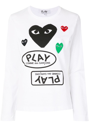 Comme Des Garçons Play logo print long sleeve t-shirt - White