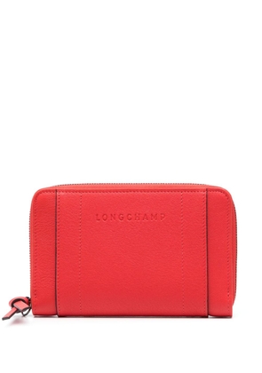 Longchamp 3D logo-debossed leather wallet - Red