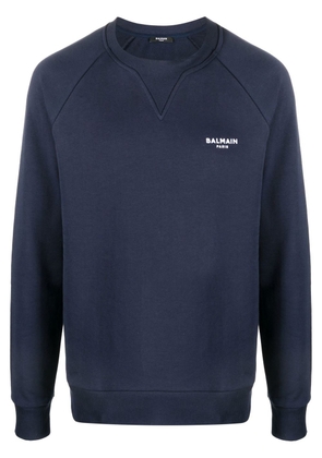 Balmain logo-print organic-cotton sweatshirt - Blue