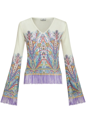 ETRO graphic-print knitted top - White