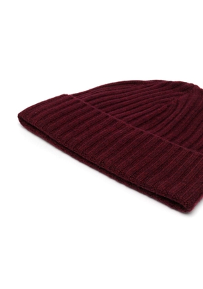 N.Peal ribbed cashmere beanie hat - Red