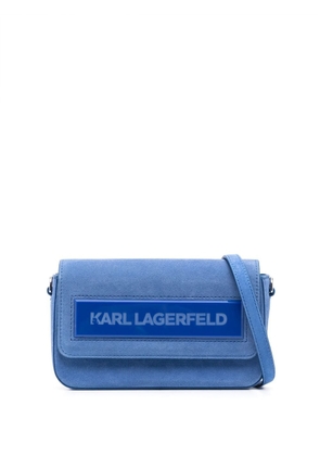 Karl Lagerfeld IKON K small Flap suede shoulder bag - Blue