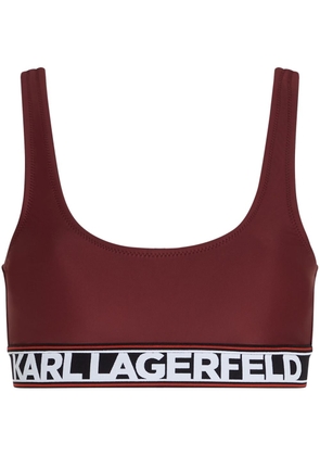 Karl Lagerfeld U-neck logo-band bikini top - Red