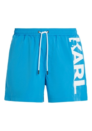 Karl Lagerfeld logo-print drawstring swim shorts - Blue