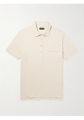 TOM FORD - Cotton and Silk-Blend Piqué Polo Shirt - Men - Neutrals - IT 44