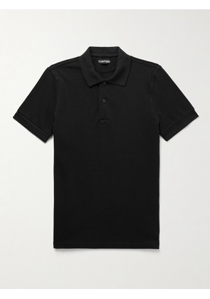 TOM FORD - Slim-Fit Garment-Dyed Cotton-Piqué Polo Shirt - Men - Black - IT 44