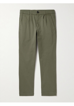 Mr P. - Tapered Pleated Garment-Dyed Cotton-Blend Twill Trousers - Men - Green - 28