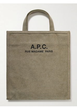 A.P.C. - Logo-Print Cotton-Canvas Tote - Men - Green