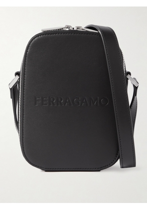 FERRAGAMO - Logo-Embossed Leather Pouch - Men - Black