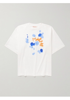 Marni - Logo-Print Cotton-Jersey T-Shirt - Men - White - IT 44