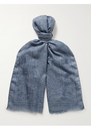 Etro - Paisley-Print Wool, Cashmere and Silk-Blend Twill Scarf - Men - Blue