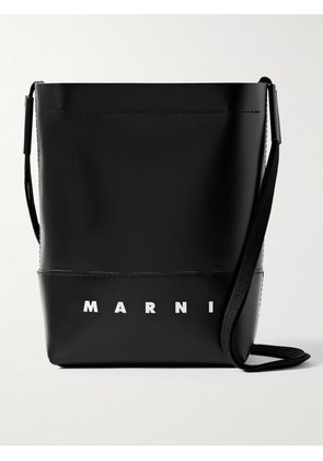 Marni - Logo-Print Textured-Leather Bucket Bag - Men - Black