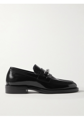 Burberry - Embellished Glossed-Leather Loafers - Men - Black - EU 41