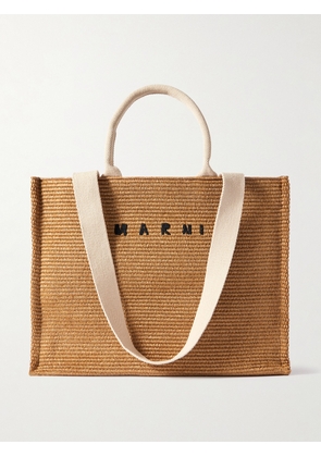 Marni - Logo-Embroidered Raffia Tote Bag - Men - Brown