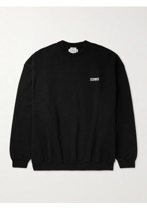 VETEMENTS - Logo-Embroidered Cotton-Blend Jersey Sweatshirt - Men - Black - XS