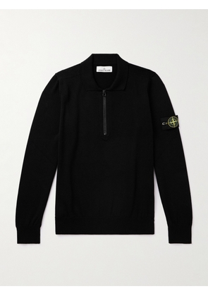 Stone Island - Logo-Appliquéd Knitted Cotton Half-Zip Sweater - Men - Black - S