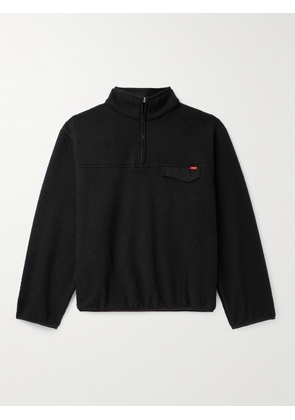 Cherry Los Angeles - Ripstop-Trimmed Logo-Embroidered Fleece Half-Zip Jacket - Men - Black - XS