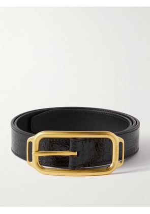 TOM FORD - 3cm Glossed Croc-Effect Leather Belt - Men - Black - EU 80