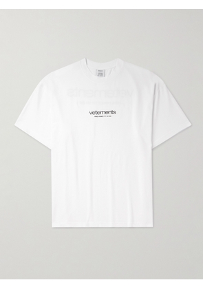 VETEMENTS - Logo-Appliquéd Cotton-Jersey T-Shirt - Men - White - XS