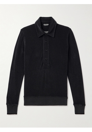TOM FORD - Slim-Fit Cotton-Blend Terry Polo Shirt - Men - Black - IT 44