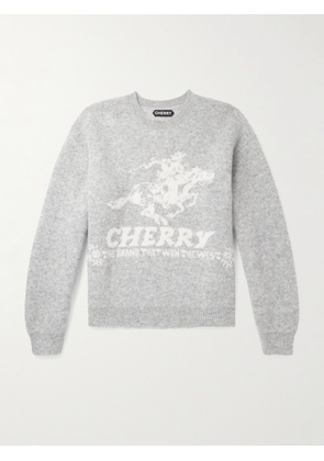 Cherry Los Angeles - Intarsia-Knit Alpaca-Blend Sweater - Men - Gray - XS