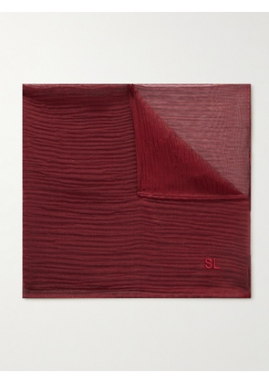SAINT LAURENT - Plissé Silk-Georgette Pocket Square - Men - Red