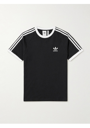 adidas Originals - Striped Logo-Embroidered Cotton-Jersey T-Shirt - Men - Black - XS