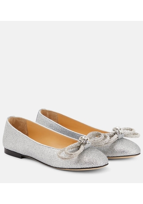 Mach & Mach Double Bow embellished ballet flats