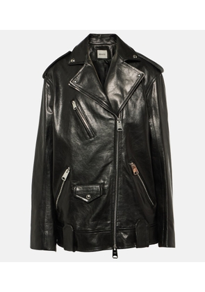 Khaite Hanson oversized leather biker jacket