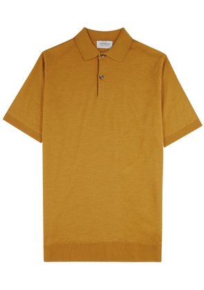 John Smedley Payton Wool Polo Shirt - Orange - S